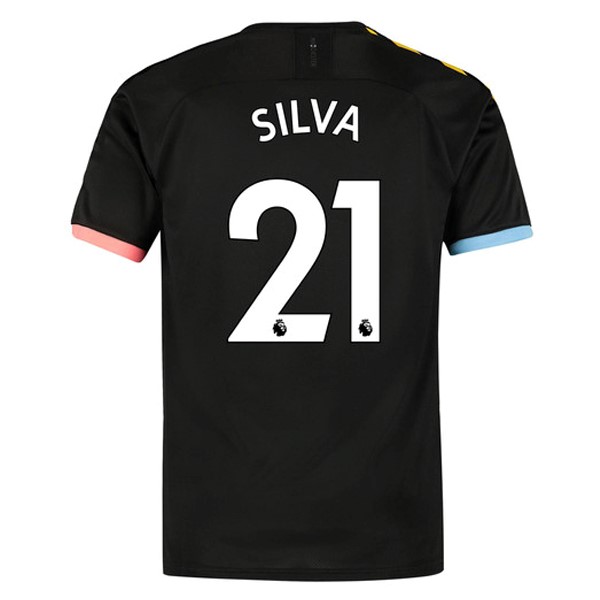 Camiseta Manchester City NO.21 Silva Replica Segunda Ropa 2019/20 Negro